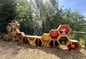 Image shows the sensory wall created at Fairfield Hospital for children to explore