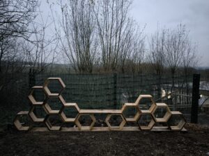 Image shows Bug Hotel Wall in it's first installation